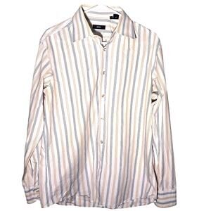 Hugo Boss Men's White Striped Dress Shirt - Size 16.5/34-35